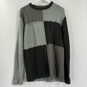 vintage outlooks gray patchwork ribbed sweater